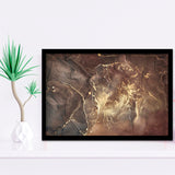 Brown Marble Wall Decor, Abstract Gold Print, Framed Art Prints Wall Art Home Decor, Ready to Hang