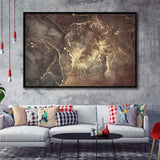 Brown Marble Wall Decor, Abstract Gold Print, Framed Canvas Prints Wall Art Home Decor,Floating Frame, Ready to Hang