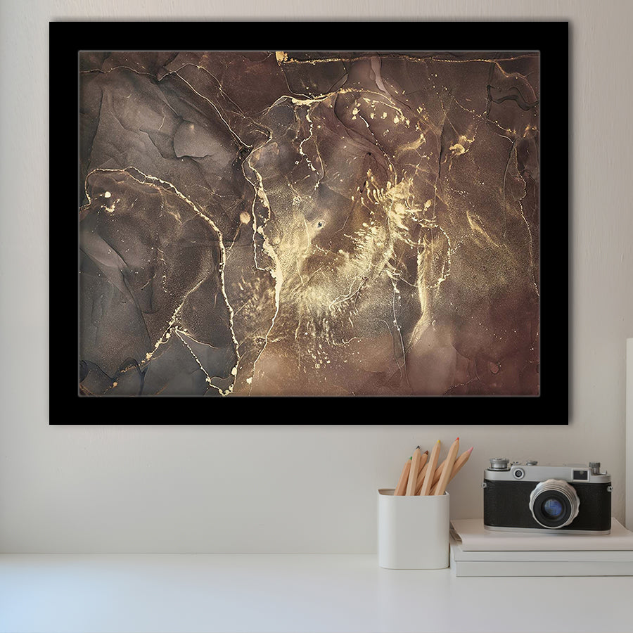 Brown Marble Wall Decor, Abstract Gold Print, Framed Art Prints Wall Art Home Decor, Ready to Hang