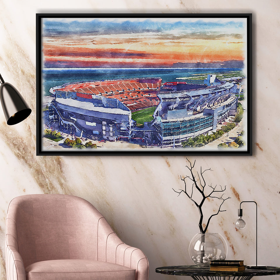 Browns Football Stadium FirstEnergy Stadium Watercolor, Sport Art Prints Fan Gift, Framed Canvas Prints Wall Art Decor