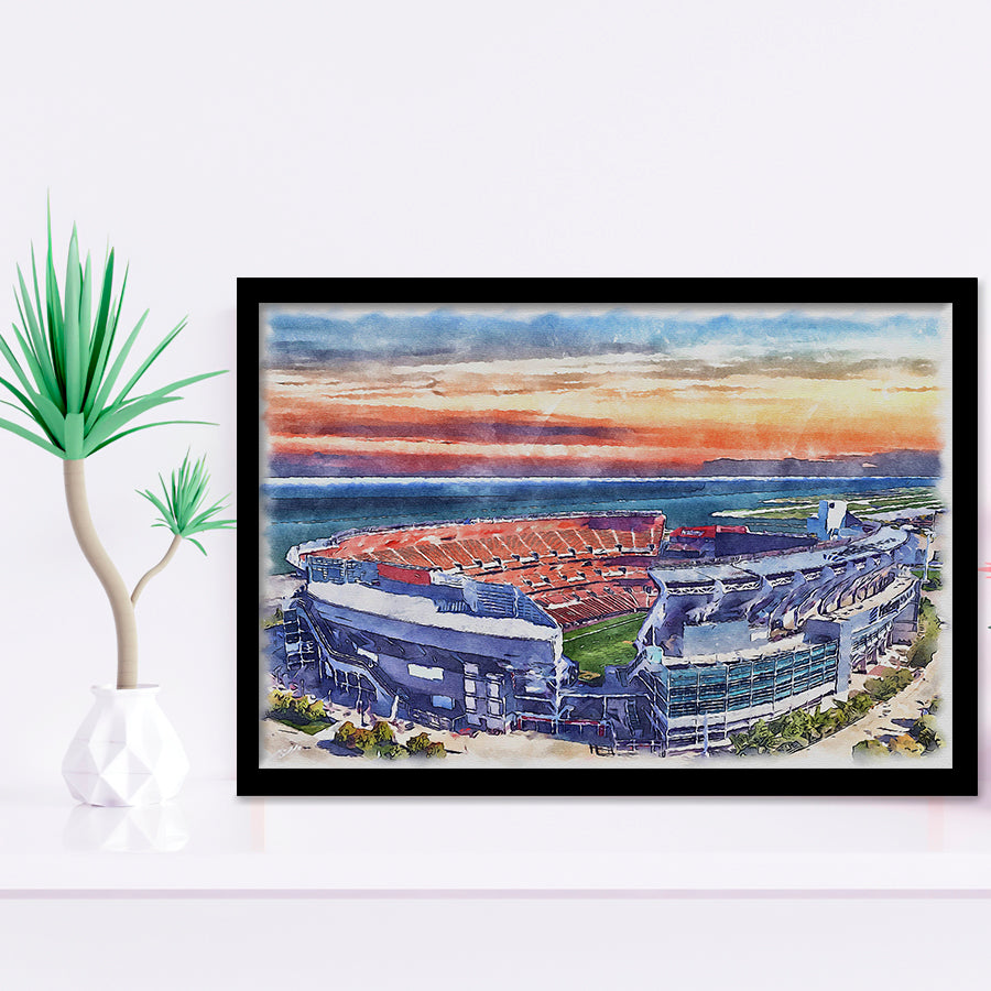 Browns Football Stadium FirstEnergy Stadium Watercolor, Sport Prints Fan Gift, Framed Art Prints Wall Art Decor
