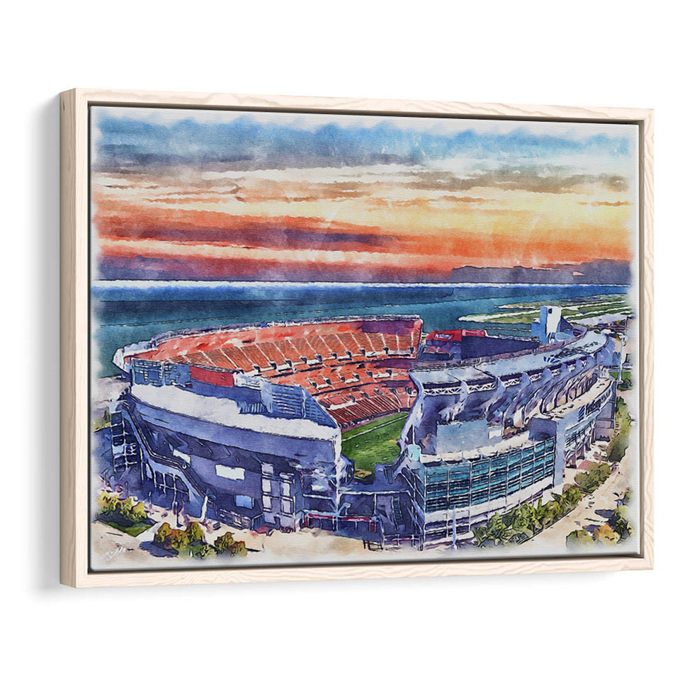 Browns Football Stadium FirstEnergy Stadium Watercolor, Sport Art Prints Fan Gift, Framed Canvas Prints Wall Art Decor