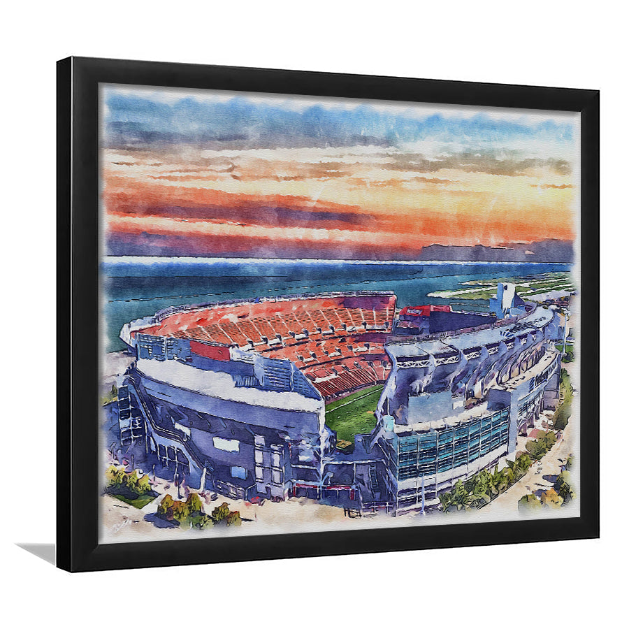 Browns Football Stadium FirstEnergy Stadium Watercolor, Sport Prints Fan Gift, Framed Art Prints Wall Art Decor