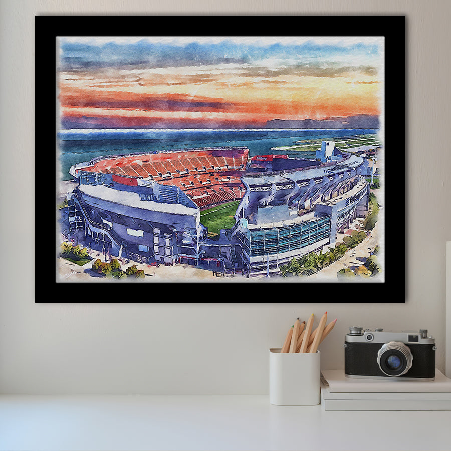Browns Football Stadium FirstEnergy Stadium Watercolor, Sport Prints Fan Gift, Framed Art Prints Wall Art Decor