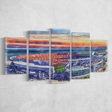 Browns Football Stadium FirstEnergy Stadium Watercolor, 5 Pieces, Multi Panel Canvas Prints Wall Art Decor