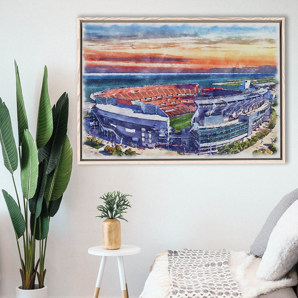Browns Football Stadium FirstEnergy Stadium Watercolor, Sport Art Prints Fan Gift, Framed Canvas Prints Wall Art Decor