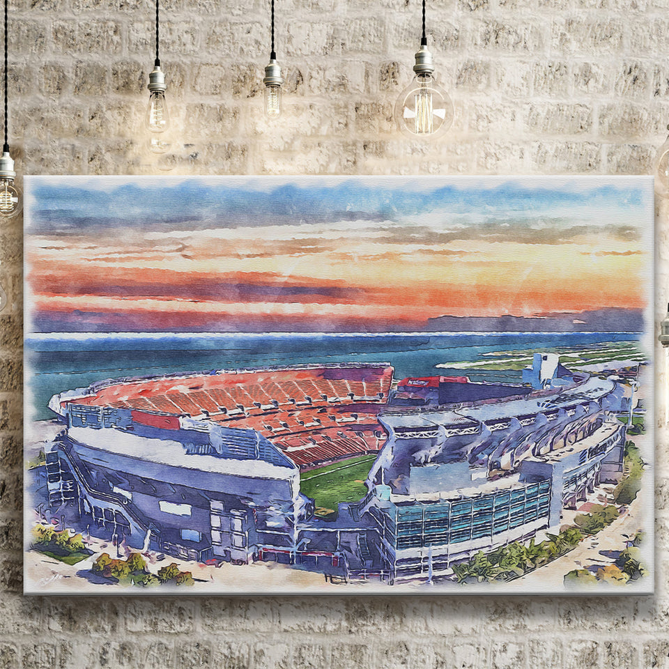 Browns Football Stadium FirstEnergy Stadium Watercolor, Sport Art Prints Fan Gift, Canvas Prints Wall Art Decor
