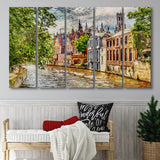 Bruges Wall Art, Bruges Painting, Bruges, Multi Panels, 5 Pieces B, Canvas Prints Wall Art Home Decor,X Large Canvas