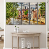 Bruges Wall Art, Bruges Painting, Bruges, Multi Panels, 5 Pieces B, Canvas Prints Wall Art Home Decor,X Large Canvas