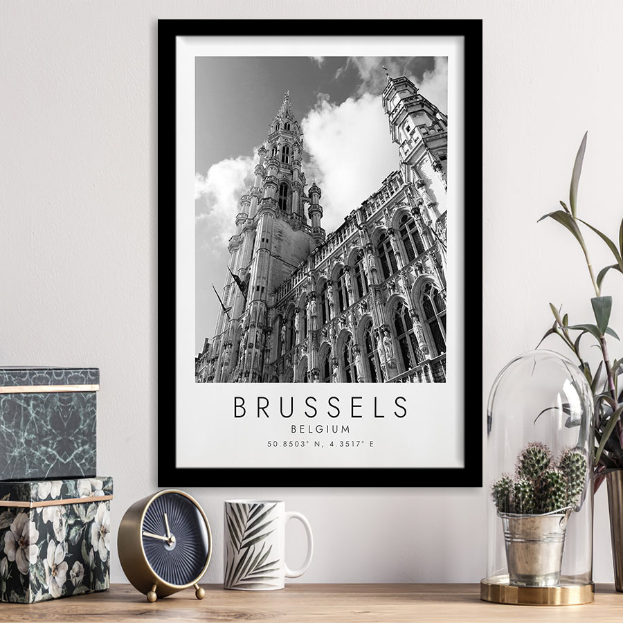 Brussels, Belgium Black And White Art Framed Art Prints Wall Art Decor, Framed Picture