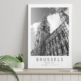 Brussels, Belgium Black And White Art Canvas Prints Wall Art Home Decor