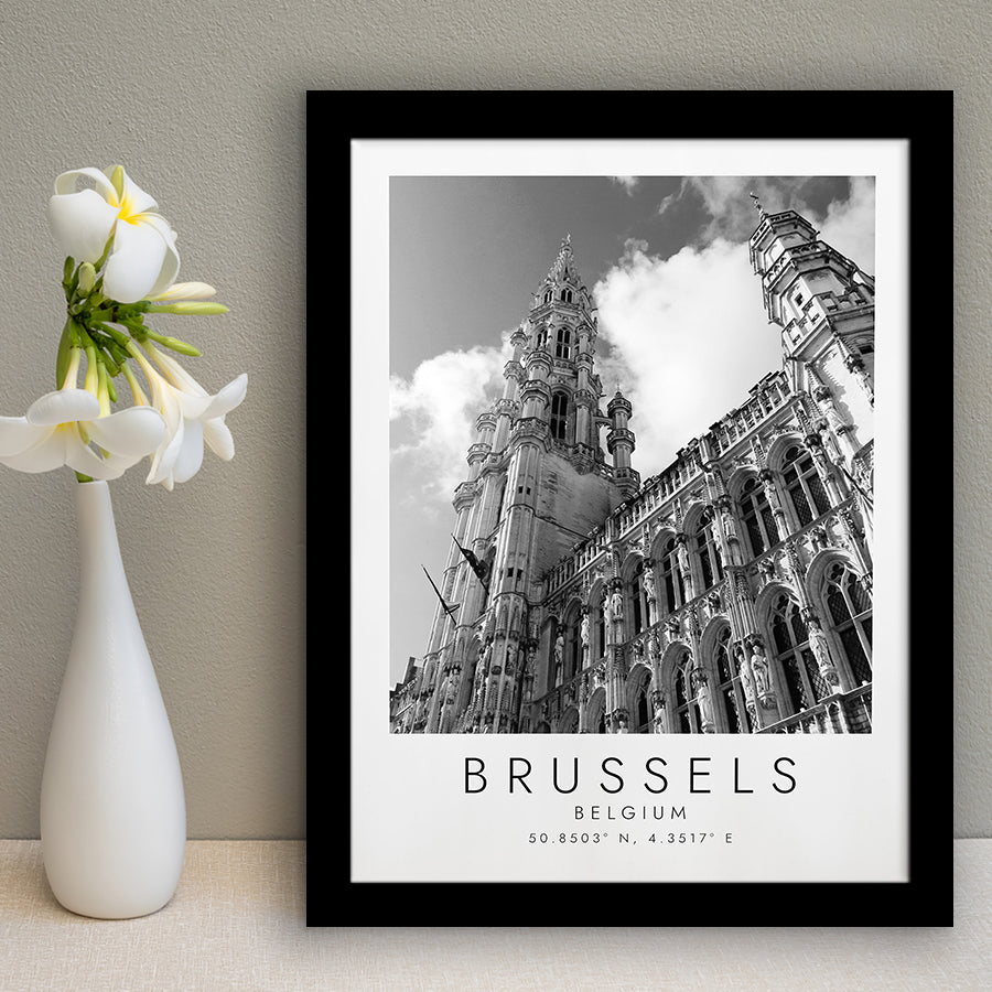 Brussels, Belgium Black And White Art Framed Art Prints Wall Art Decor, Framed Picture