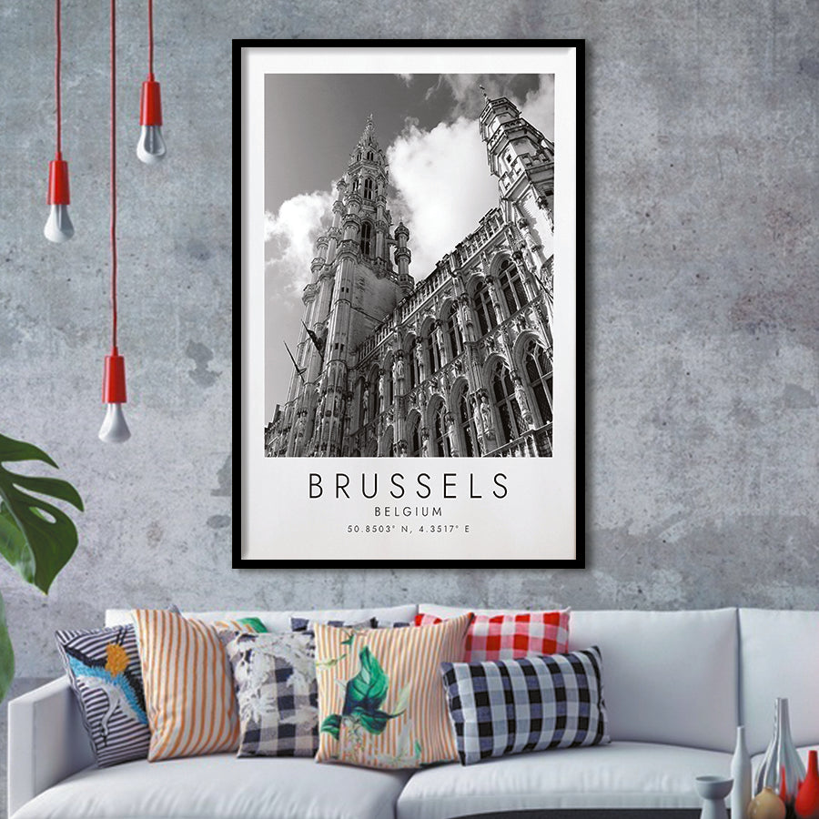 Brussels, Belgium Black And White Art Framed Art Prints Wall Art Decor, Framed Picture