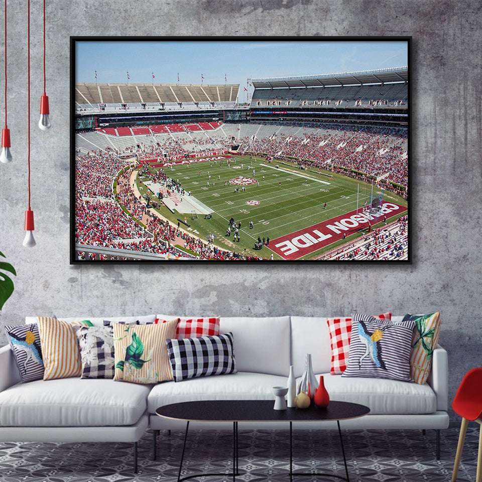 Bryant Denny Stadium Framed Canvas Prints Alabama Crimson Tide Poster,Sport Stadium Art Prints, Fan Gift