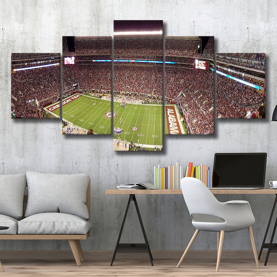 Bryant Denny Stadium Canvas Prints Alabama Crimson Tide Wall,Multi Panels,Sport Stadium Art Prints, Fan Gift