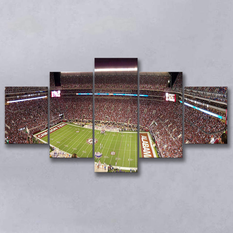 Bryant Denny Stadium Canvas Prints Alabama Crimson Tide Wall,Multi Panels,Sport Stadium Art Prints, Fan Gift