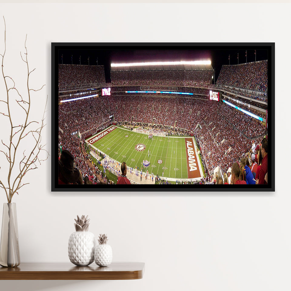 Bryant Denny Stadium Framed Canvas Prints Alabama Crimson Tide Wall,Sport Stadium Art Prints, Fan Gift