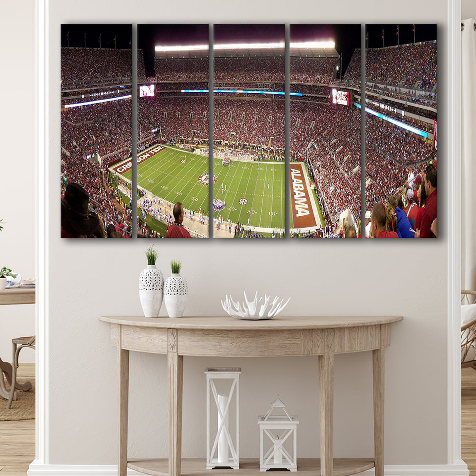 Bryant Denny Stadium Canvas Prints Alabama Crimson Tide Wall,Multi Panels B,Sport Stadium Art Prints, Fan Gift