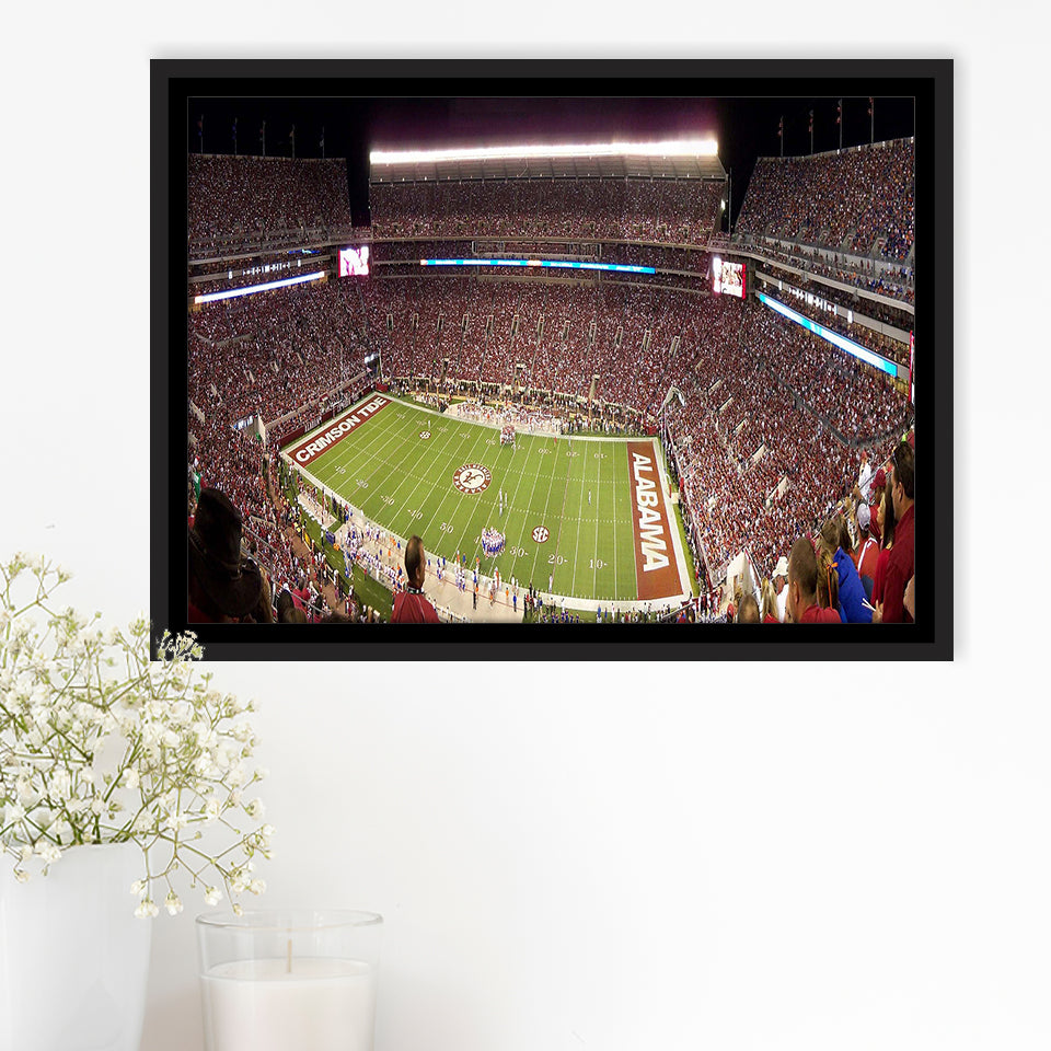 Bryant Denny Stadium Framed Canvas Prints Alabama Crimson Tide Wall,Sport Stadium Art Prints, Fan Gift
