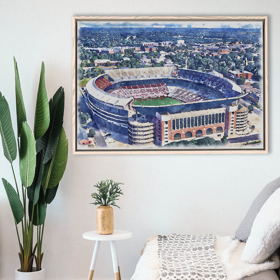 Bryant–Denny Stadium Alabama Stadium Watercolor, Sport Art Prints Fan Gift, Framed Canvas Prints Wall Art Decor