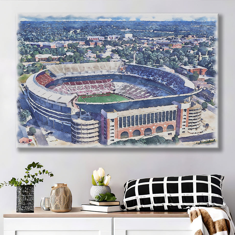 Bryant–Denny Stadium Alabama Stadium Watercolor, Sport Art Prints Fan Gift, Canvas Prints Wall Art Decor