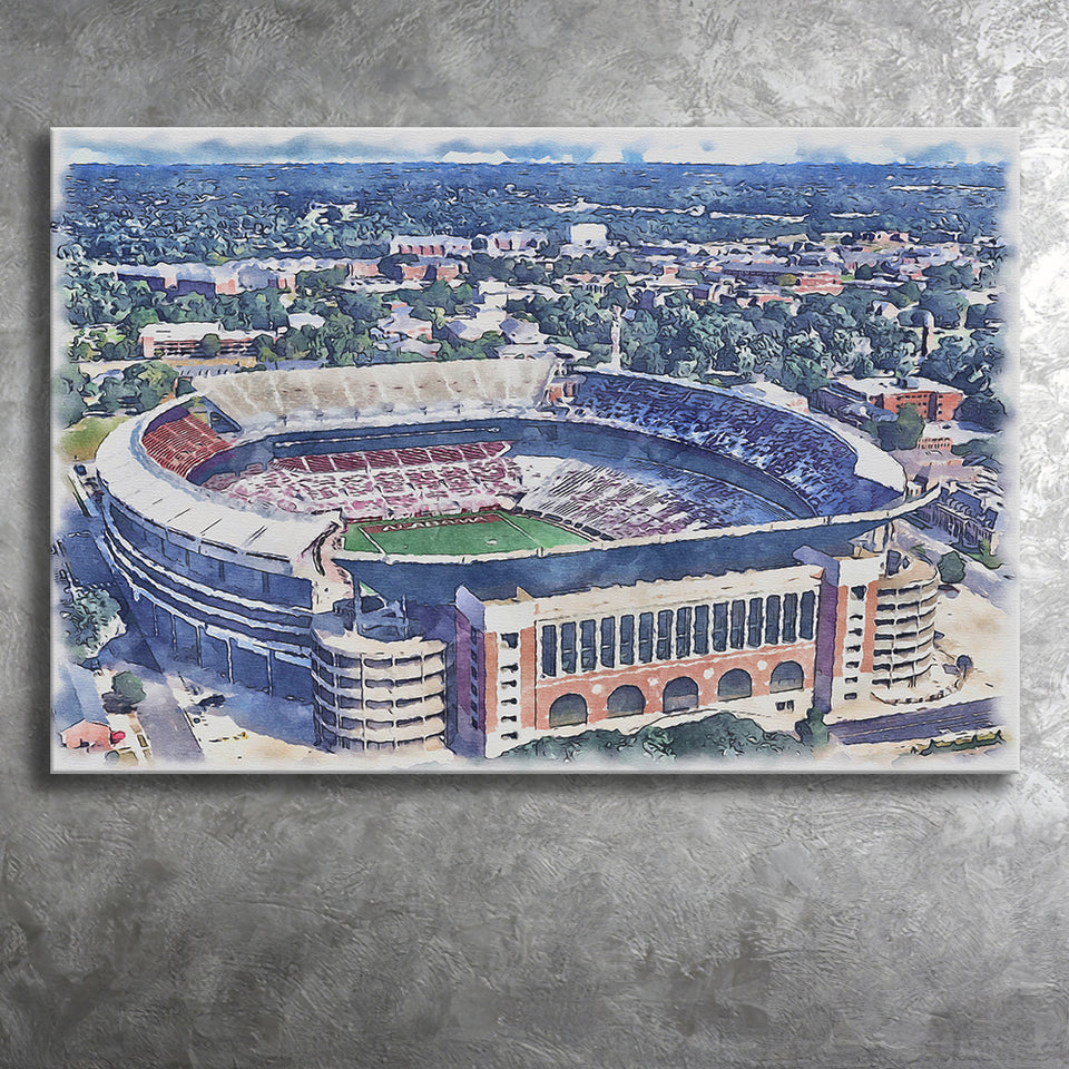 Bryant–Denny Stadium Alabama Stadium Watercolor, Sport Art Prints Fan Gift, Canvas Prints Wall Art Decor