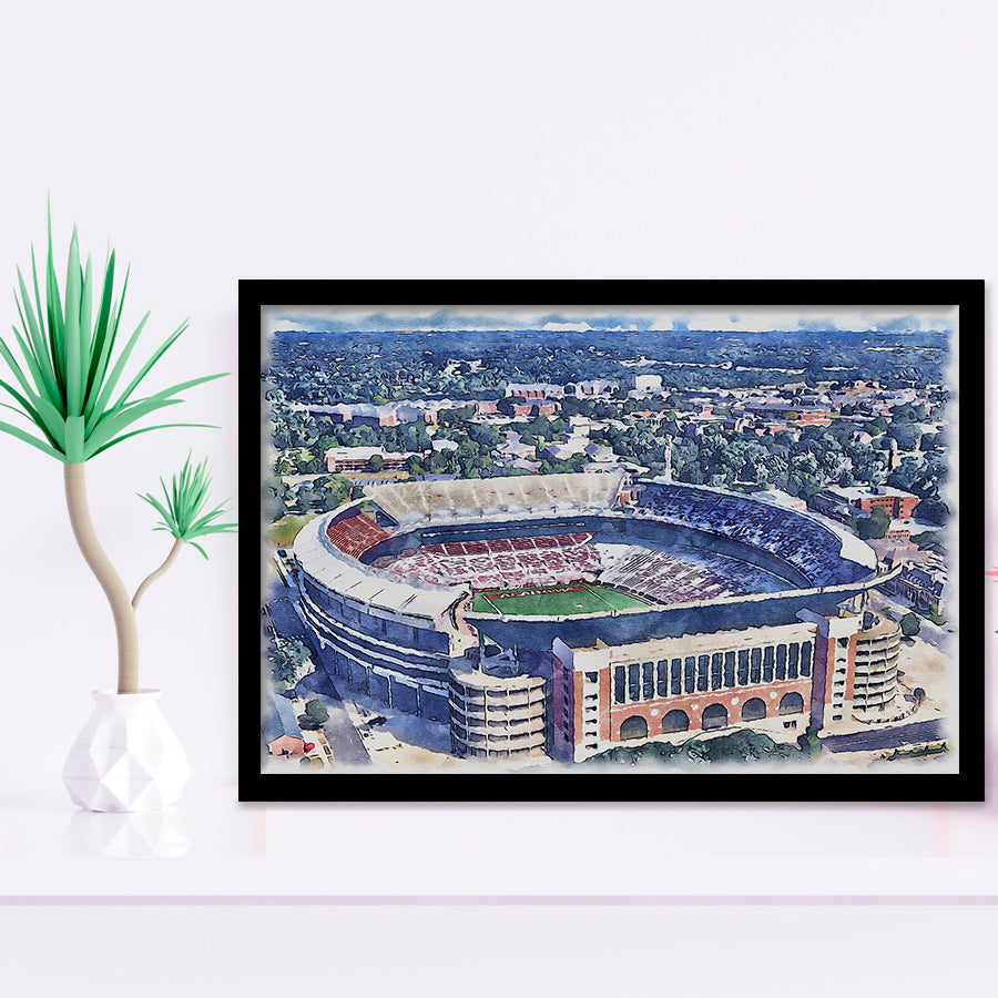 Bryant–Denny Stadium Alabama Stadium Watercolor, Sport Prints Fan Gift, Framed Art Prints Wall Art Decor