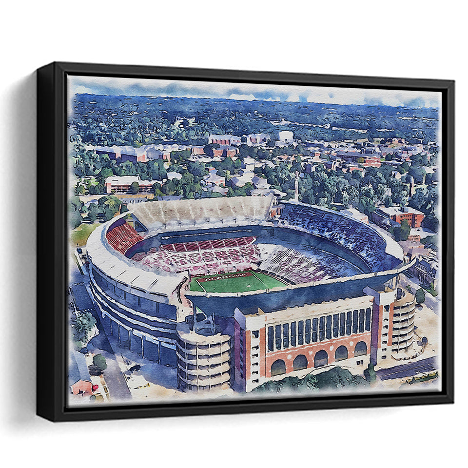 Bryant–Denny Stadium Alabama Stadium Watercolor, Sport Art Prints Fan Gift, Framed Canvas Prints Wall Art Decor