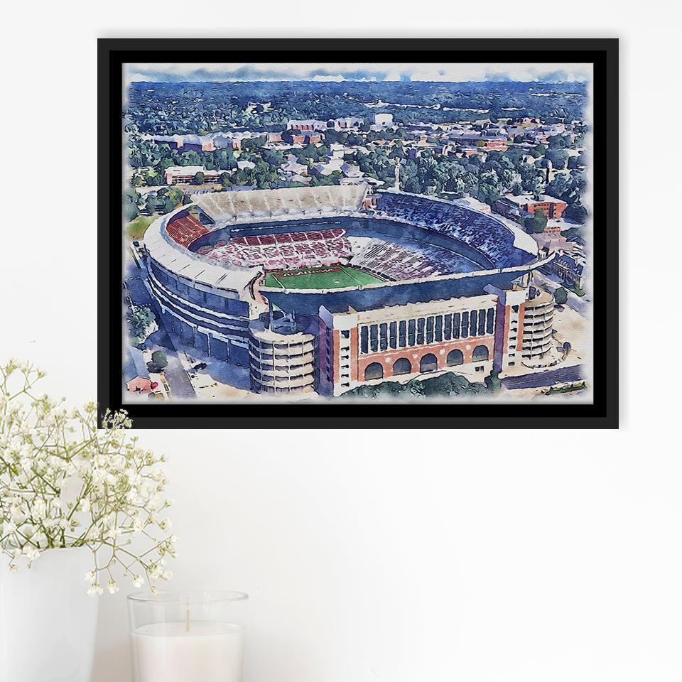 Bryant–Denny Stadium Alabama Stadium Watercolor, Sport Art Prints Fan Gift, Framed Canvas Prints Wall Art Decor