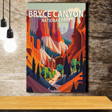 Bryce Canyon Park Retro Art Print ,City Art Print, Large Canvas, Canvas Print Wall Art Home Decor