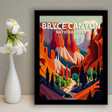 Bryce Canyon Park Retro Art Print, City Art Print, Framed Art Print Wall Art Home Decor, Framed Picture