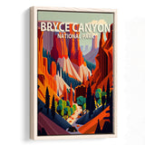 Bryce Canyon Park Retro Art Print, Large Canvas, Framed Canvas Print Wall Art Home Decor, Floating Frame