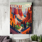 Bryce Canyon Park Retro Art Print ,City Art Print, Large Canvas, Canvas Print Wall Art Home Decor