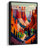 Bryce Canyon Park Retro Art Print, Large Canvas, Framed Canvas Print Wall Art Home Decor, Floating Frame