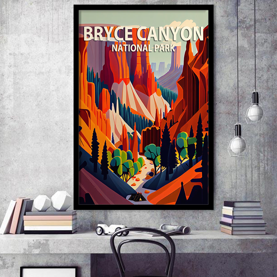 Bryce Canyon Park Retro Art Print, City Art Print, Framed Art Print Wall Art Home Decor, Framed Picture