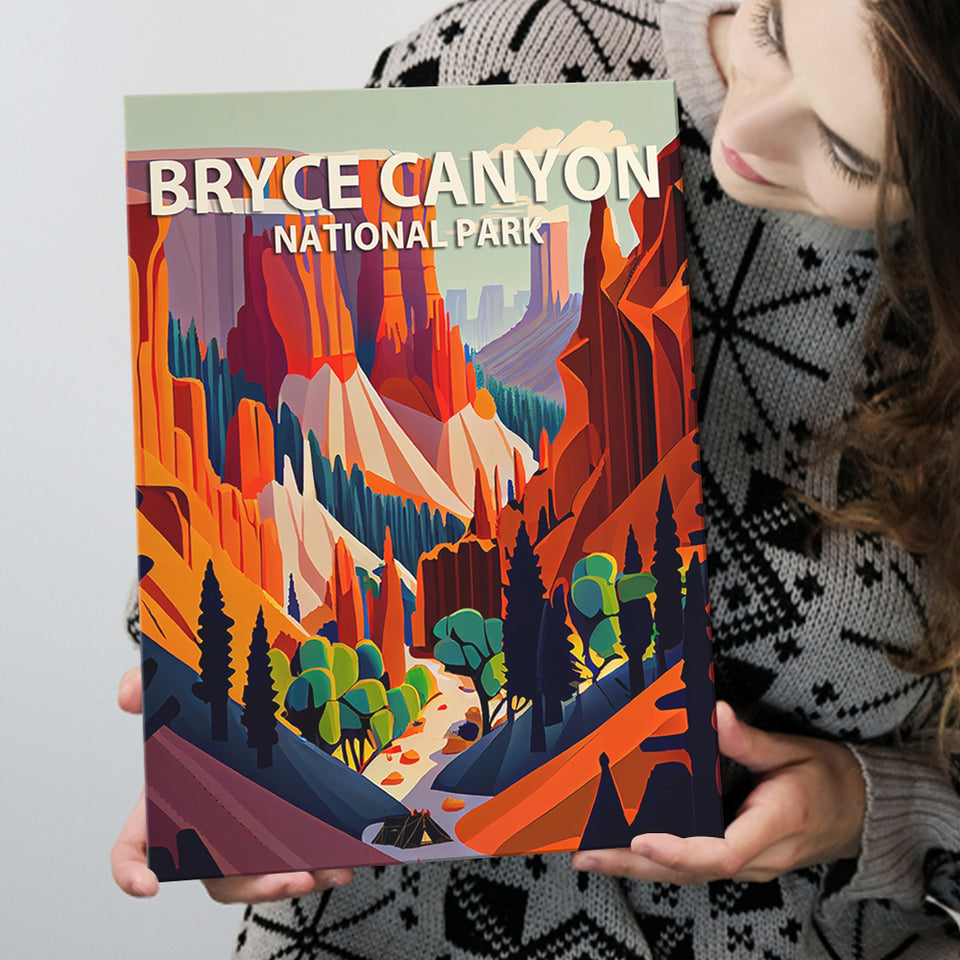 Bryce Canyon Park Retro Art Print ,City Art Print, Large Canvas, Canvas Print Wall Art Home Decor