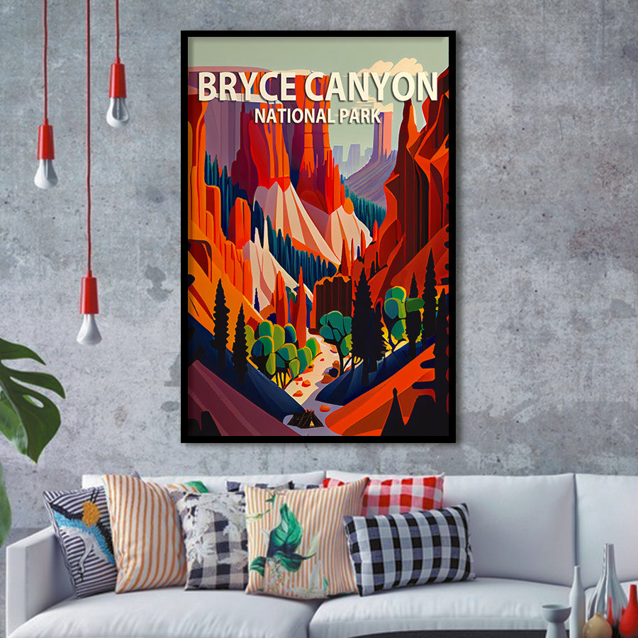 Bryce Canyon Park Retro Art Print, City Art Print, Framed Art Print Wall Art Home Decor, Framed Picture