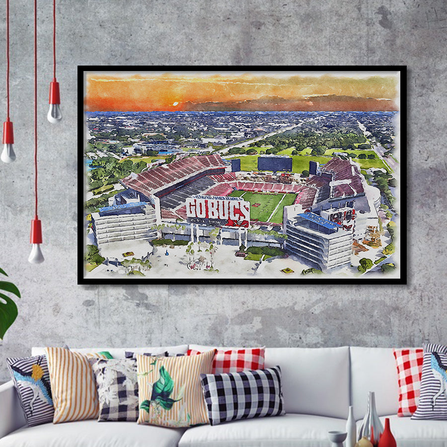 Buccaneers Football Stadium Raymond James Stadium Watercolor, Sport Prints Fan Gift, Framed Art Prints Wall Art Decor