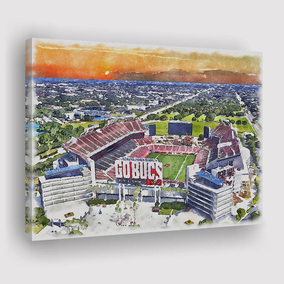 Buccaneers Football Stadium Raymond James Stadium Watercolor, Sport Art Prints Fan Gift, Canvas Prints Wall Art Decor
