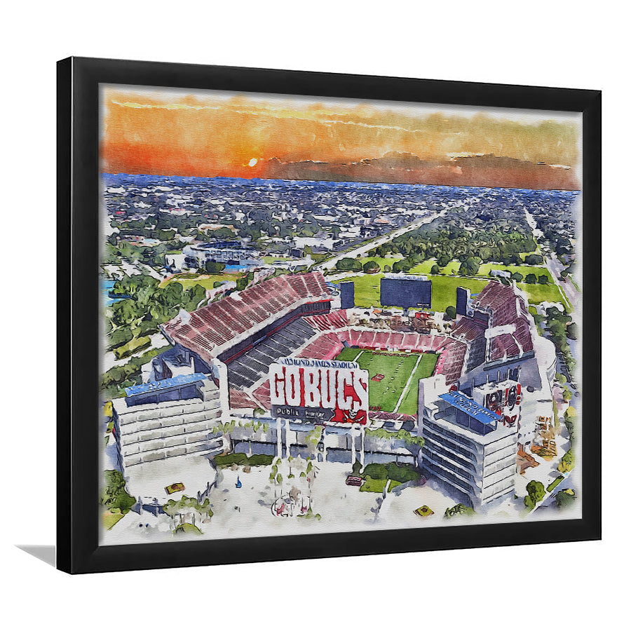 Buccaneers Football Stadium Raymond James Stadium Watercolor, Sport Prints Fan Gift, Framed Art Prints Wall Art Decor