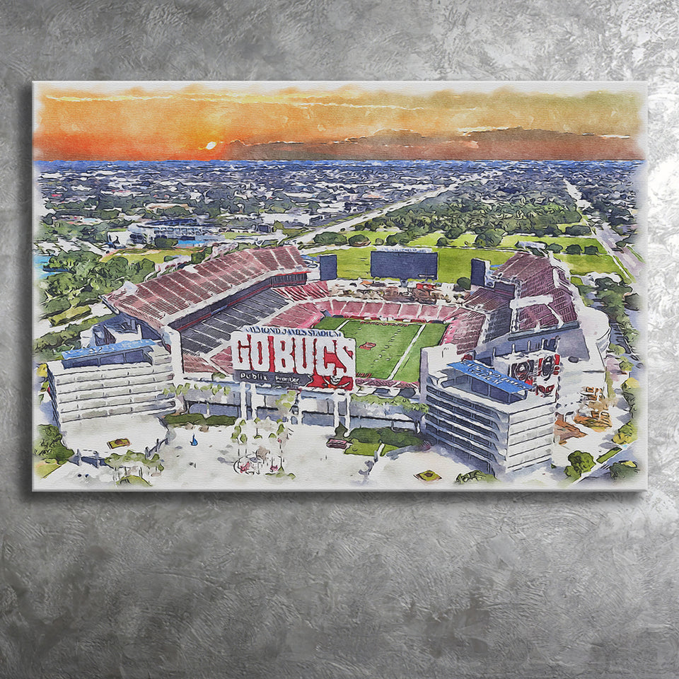 Buccaneers Football Stadium Raymond James Stadium Watercolor, Sport Art Prints Fan Gift, Canvas Prints Wall Art Decor