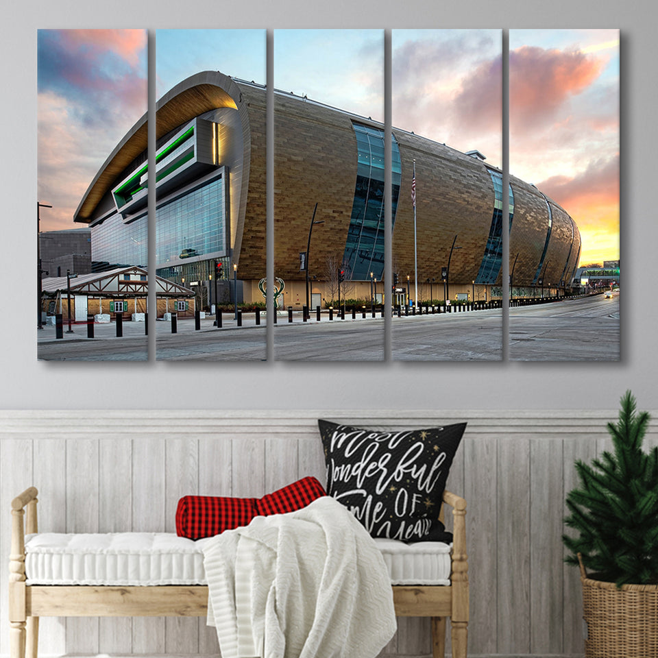 Bucks Home Fiserv Coliseum, Stadium Canvas, Sport Art, Gift for him, Multi Panels B, Canvas Prints Wall Art Decor