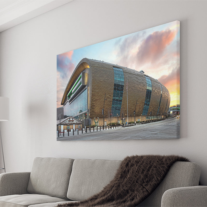 Bucks Home Fiserv Coliseum, Stadium Canvas, Sport Art, Gift for him, Fan Gift, Canvas Prints Wall Art Decor