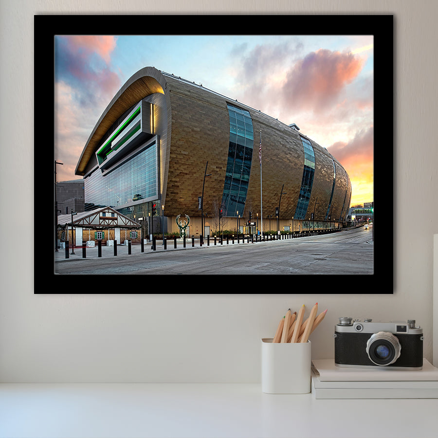 Bucks Home Fiserv Coliseum, Stadium Canvas, Sport Art, Gift for him, Framed Art Prints Wall Art Decor, Framed Picture