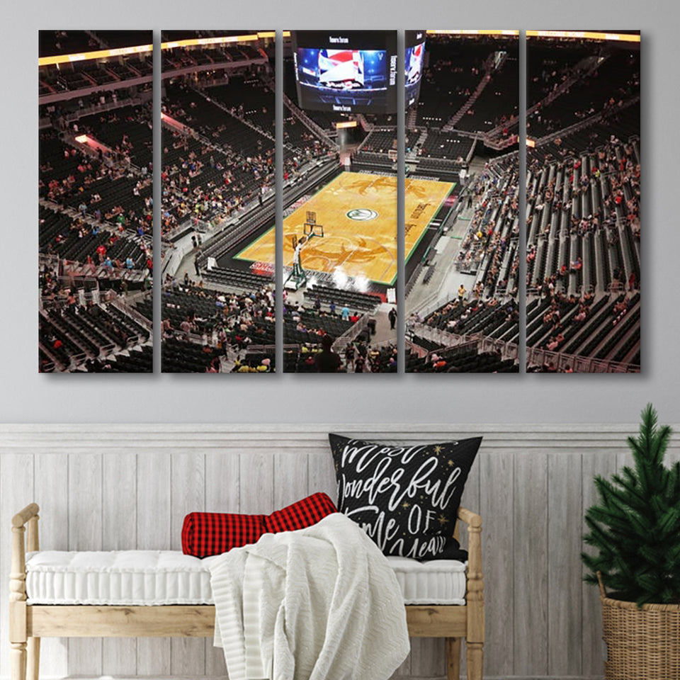 Bucks New Fiserv Forum Arena, Stadium Canvas, Sport Art, Gift for him, Multi Panels B, Canvas Prints Wall Art Decor