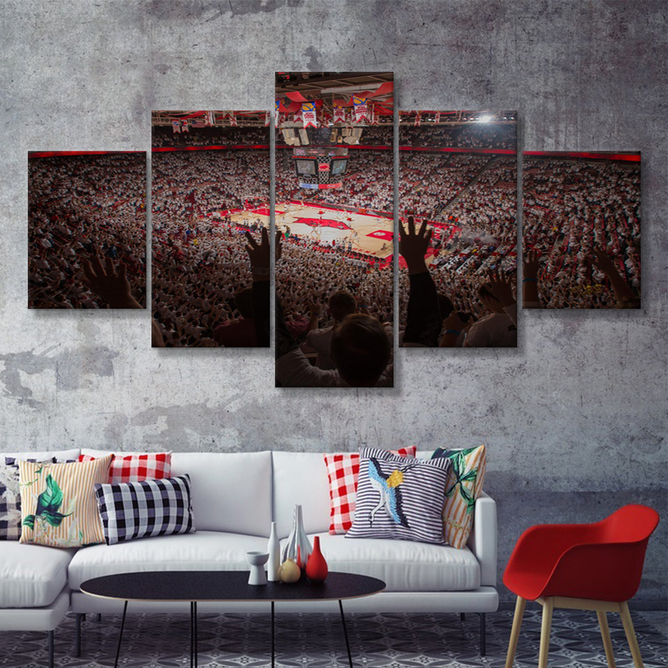 Bud Walton Arena Fayetteville 5 Pieces Canvas Prints Wall Art - Painting Canvas, Multi Panel, Wall Decor, Canvas Art