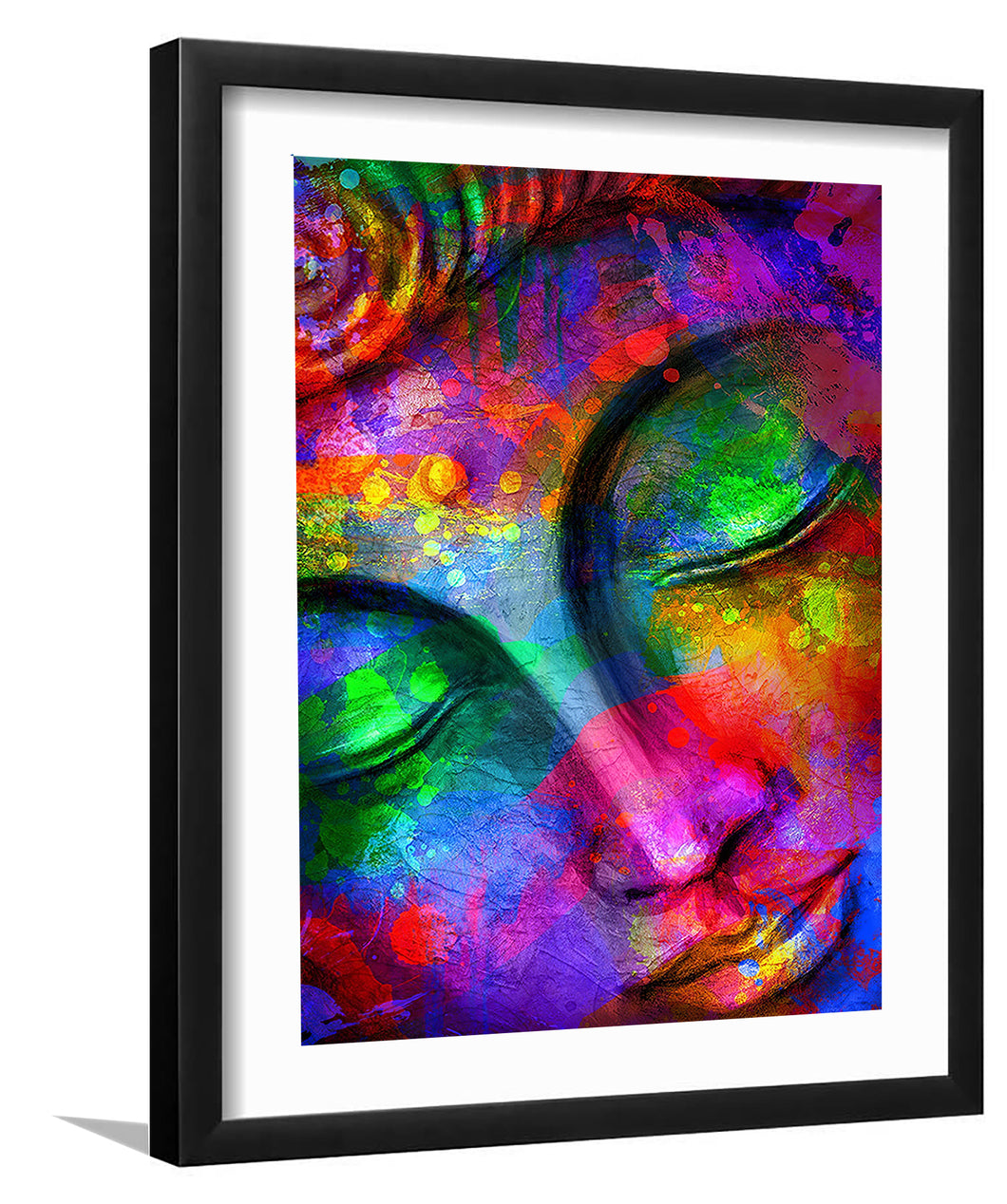 Buddha Artsy Splash - Framed Prints, Painting Art, Art Print, Framed Art, Black Frame - Unixcanvas