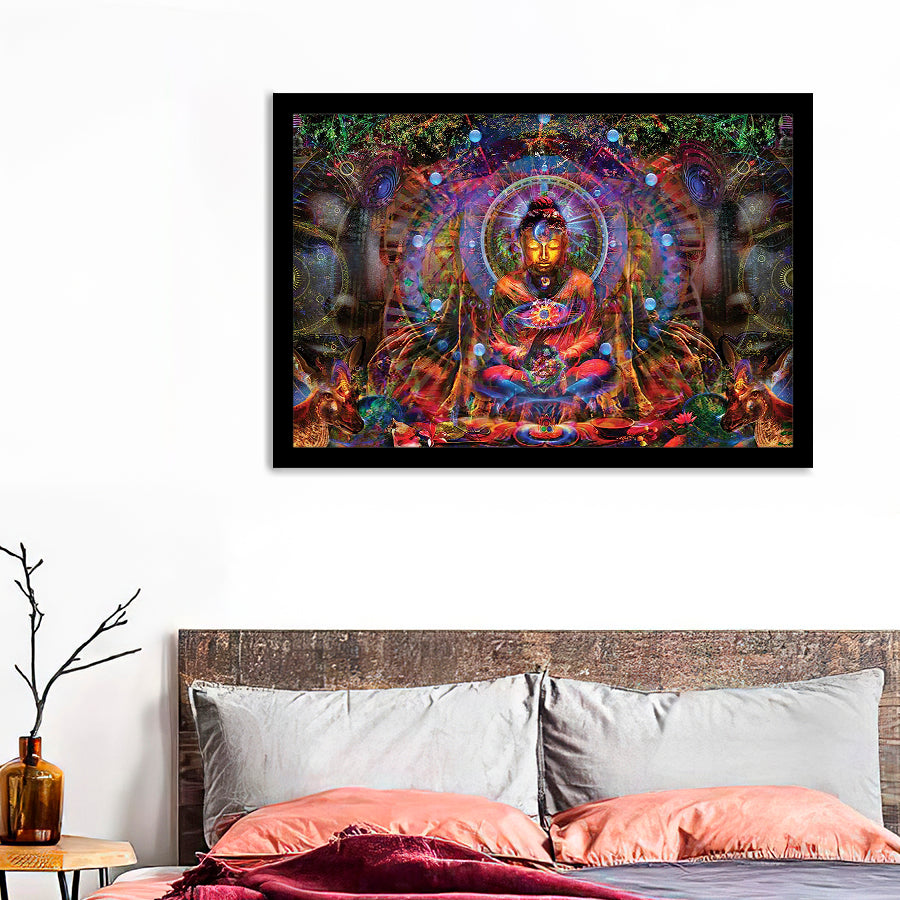 Buddha Colorful Framed Ar Prints - Painting Art, Framed Painting, Prints for Sale, Black Framed, Wall Art, Wall Decor