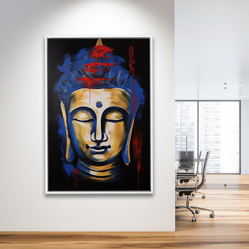 Buddha Face Acrylic Painting Emotion Dynamic,Framed Canvas Prints,Floating Frame, Wall Art Home Decor