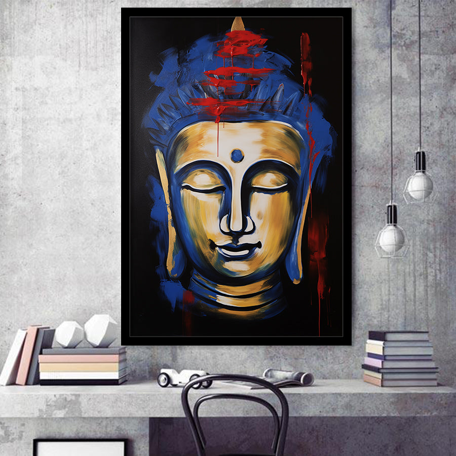 Buddha Face Acrylic Painting Emotion Dynamic, Painting Art, Framed Art Prints Wall Decor